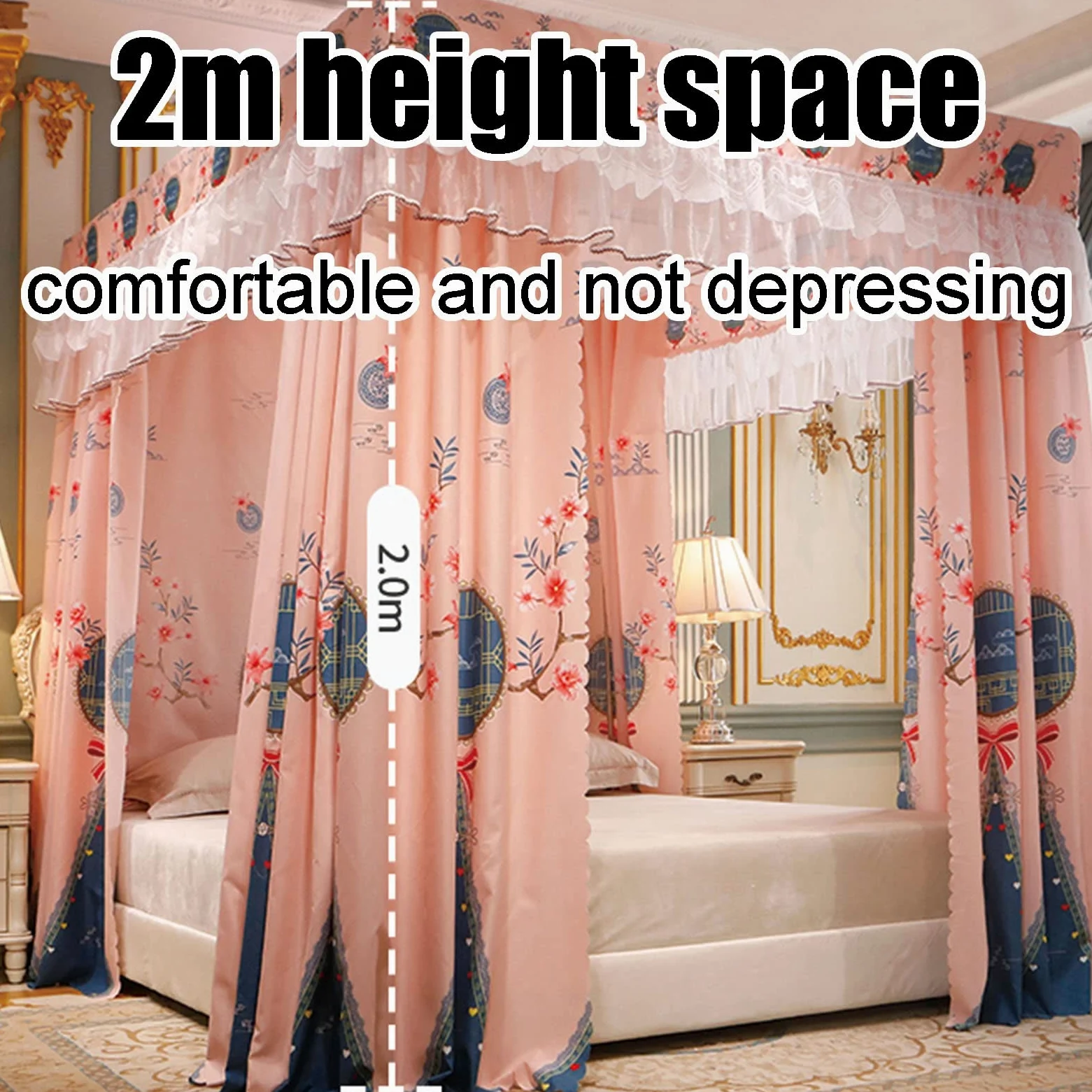 Moustiquaire à baldaquin pour lit Double, Anti-poussière et ombrage - Rideau de lit de Chambre à Coucher, baldaquin de lit décoré Romantique pour Chambre (Couleur : Style 6, Taille : 180 x 2