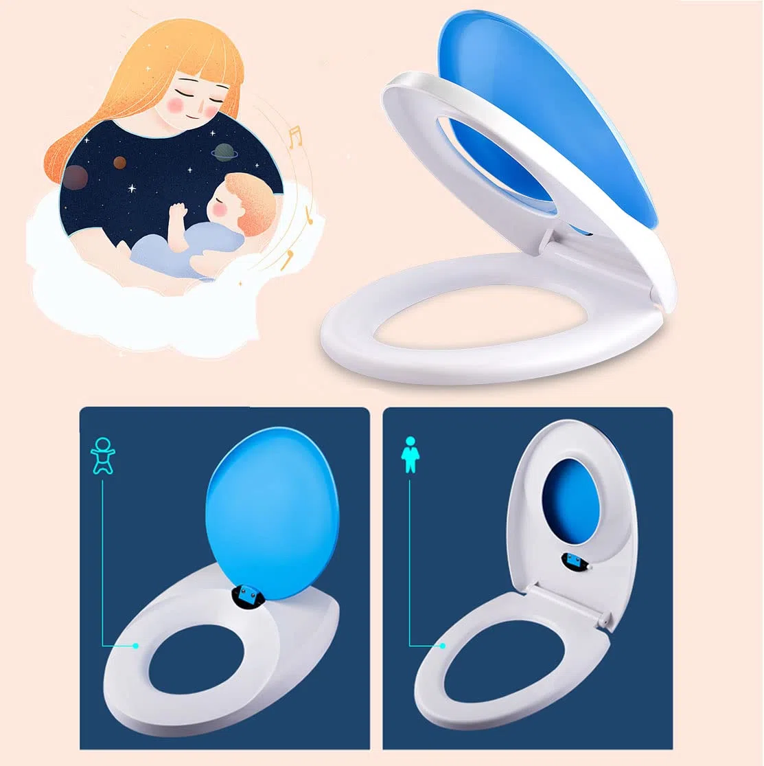 Siège de toilette à fermeture douce Siège de toilette allongé avec siège d'apprentissage de la propreté intégré, siège et housse for enfants, siège de toilette à fermeture lente, convient à la fois au