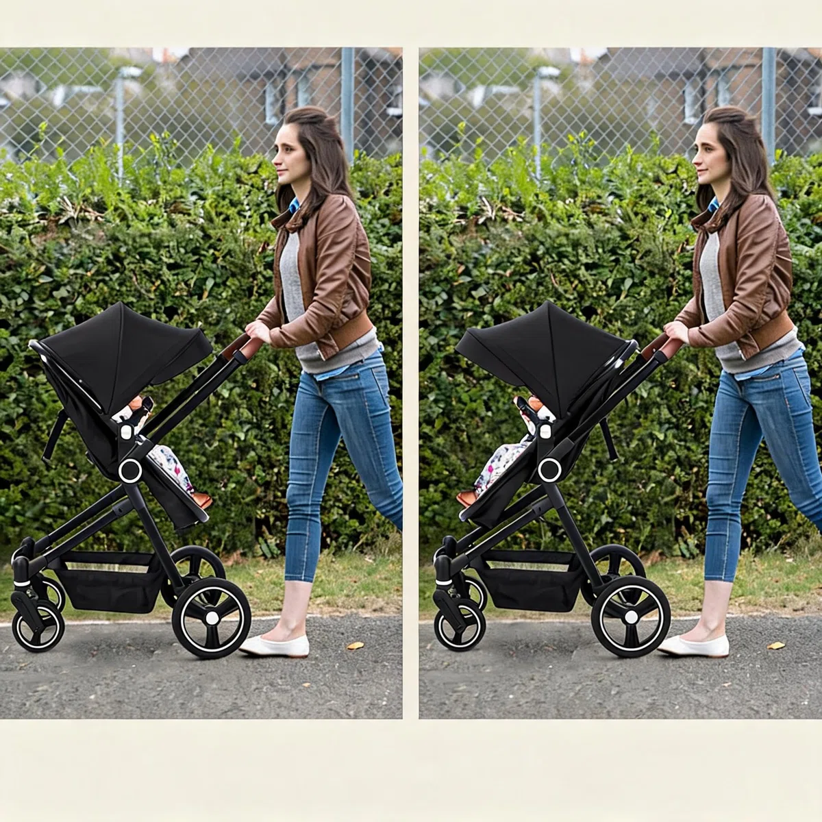 Poussette 3 En 1 Bébé Landau Combi R129 Pliable Compacte Pour Voiture