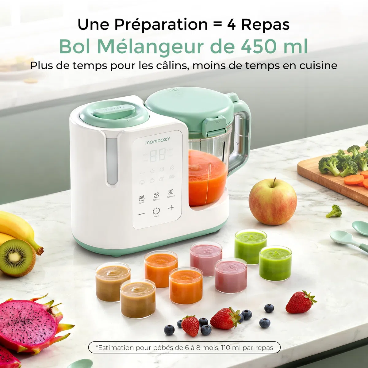 Momcozy AutoMeal Robot Cuiseur Bébé & Bloc Lavage