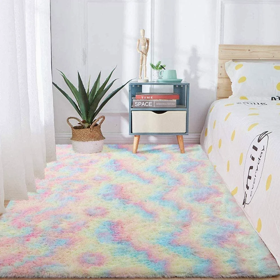 Tapis Moelleux Arc-en-Ciel pour Chambre de Filles - Grand Tapis de Sol pour Enfants, Bébé, Décor À La Maison, 60X120cm