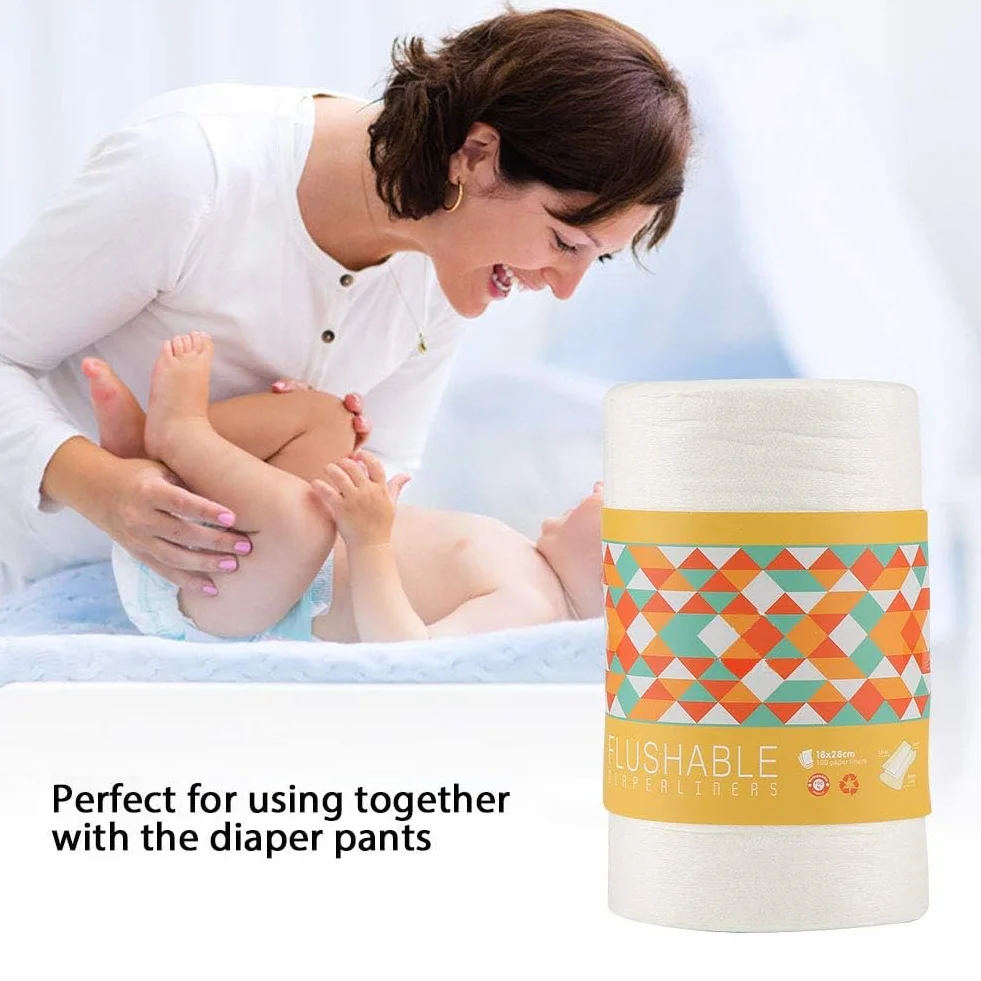 Doublures de Couches Jetables en Fiber de Bambou pour bébé, 100 Pièces