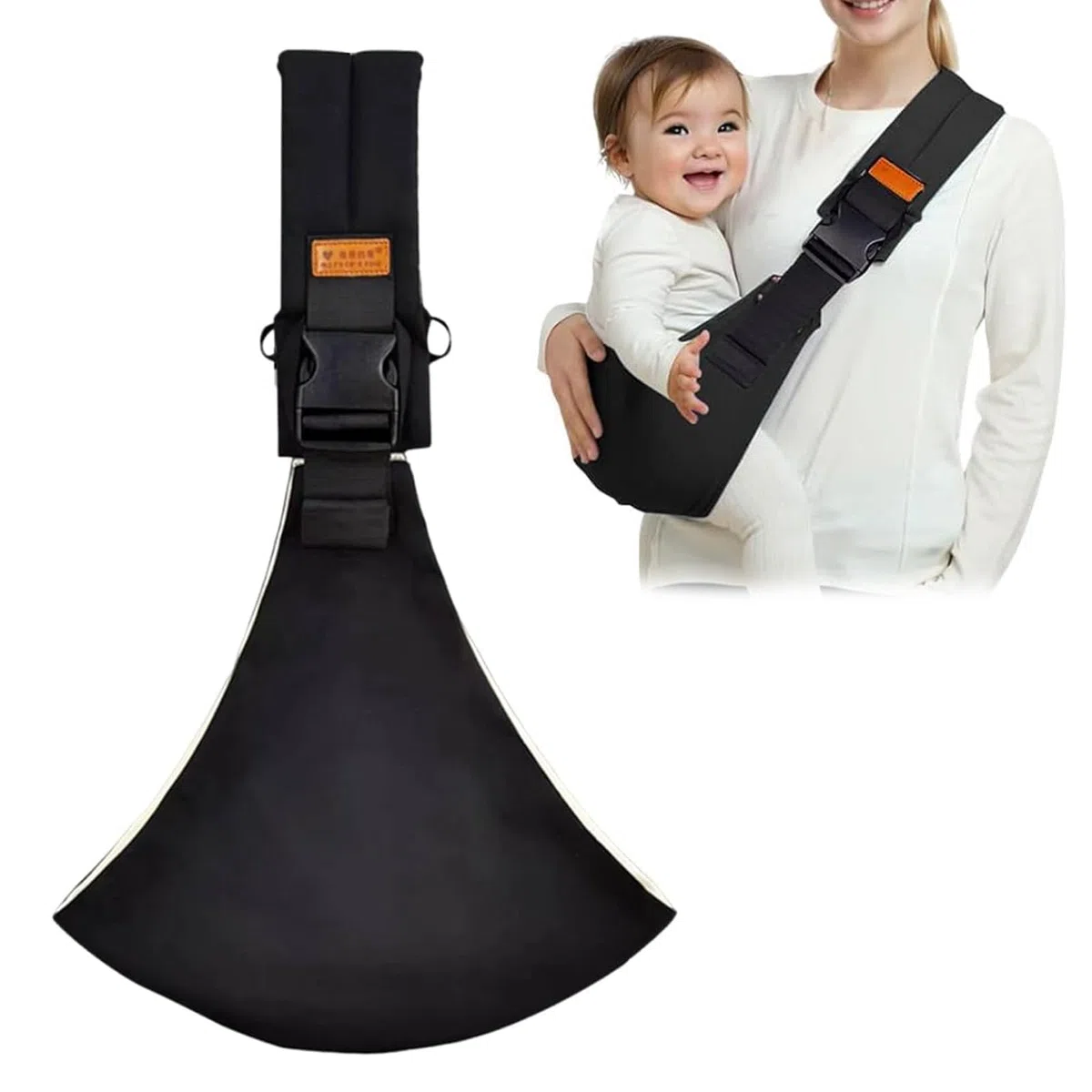 Portable Porte Bebe, Réglable Echarpe de Portage Bebe, Latéralement Echarpe de Portage, Respirant Sling Bébé pour Nouveau Nés et aux Nourrissons Jusqu'à 20 KG (noir pur)