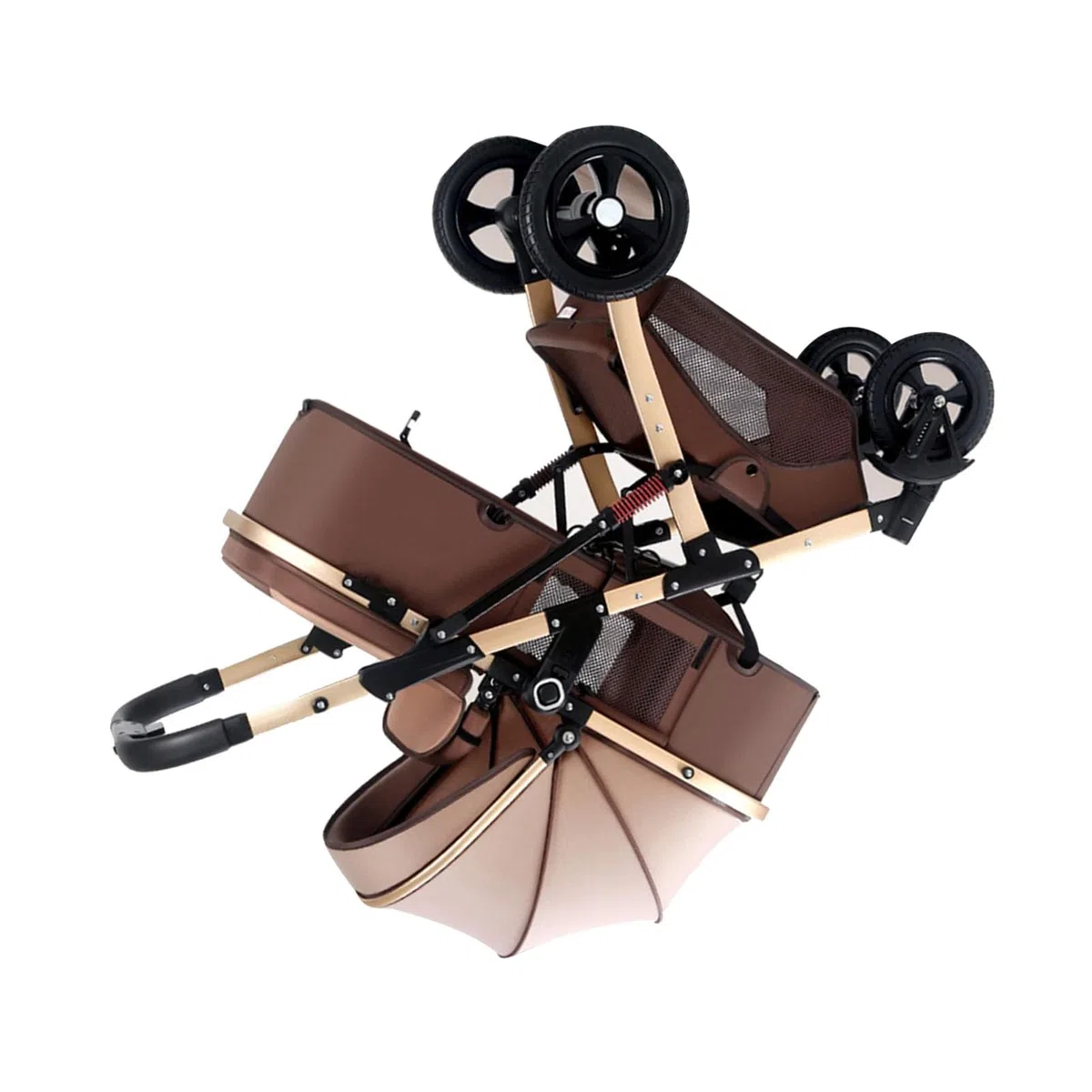 Poussette pour tout-petits, légère, compacte, pliable, réversible, design avec point de vue haut et grand panier, accoudoir amovible pour un rangement sûr lors des voyages (kaki)