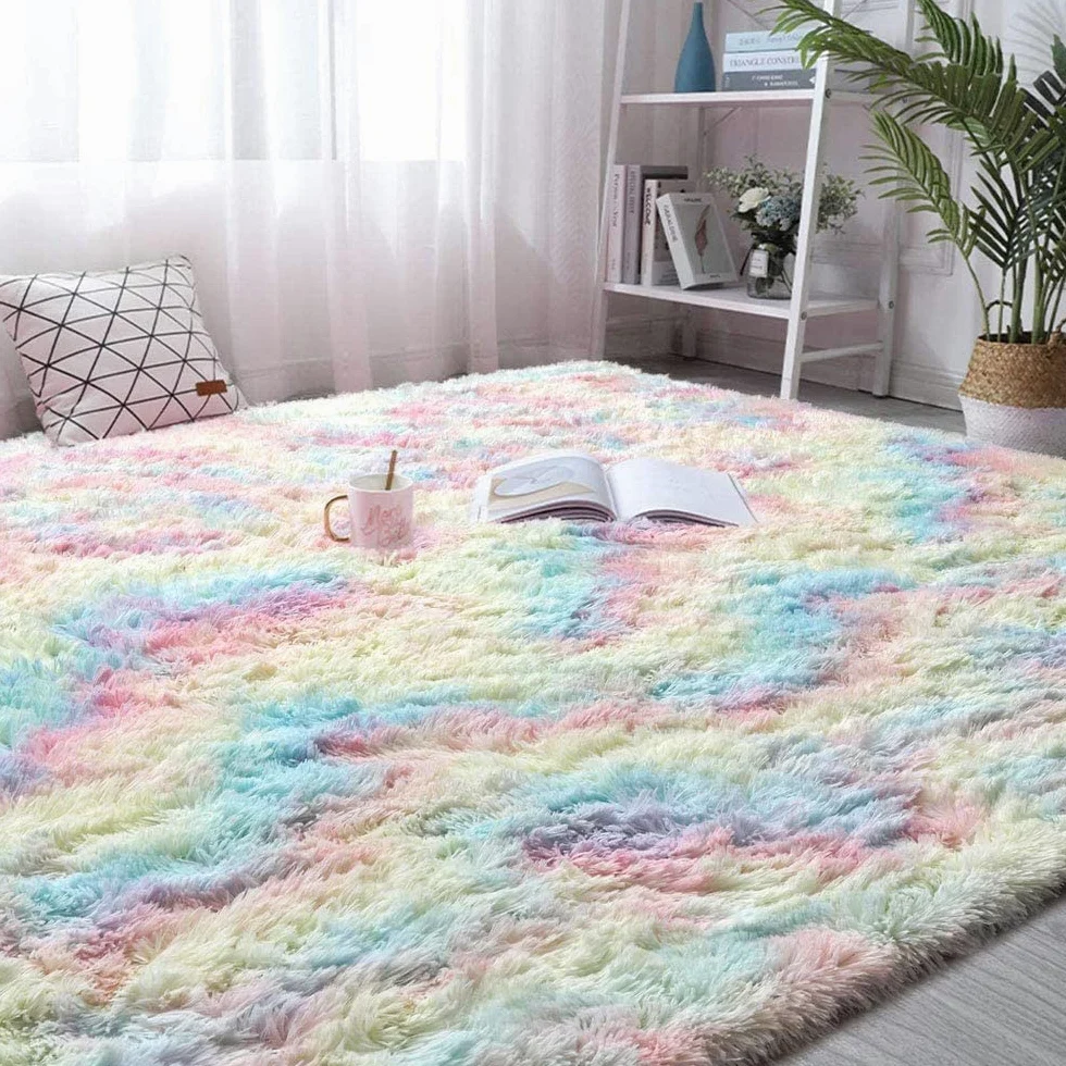 Tapis Moelleux Arc-en-Ciel pour Chambre de Filles - Grand Tapis de Sol pour Enfants, Bébé, Décor À La Maison, 60X120cm