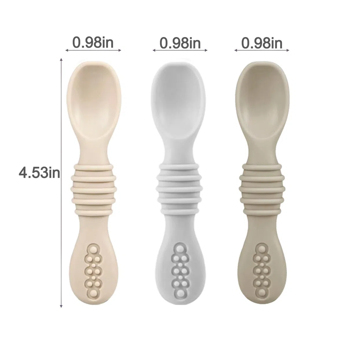 PandaEar Assiettes à Suction pour Bébé, Ensemble de 3 Assiettes en Silicone & Cuillères pour Bébés Tout-Petits Nourrissons Enfants, Assiette Divisée à Suction pour Tout-Petit (Gris/Brun/Crémeux)