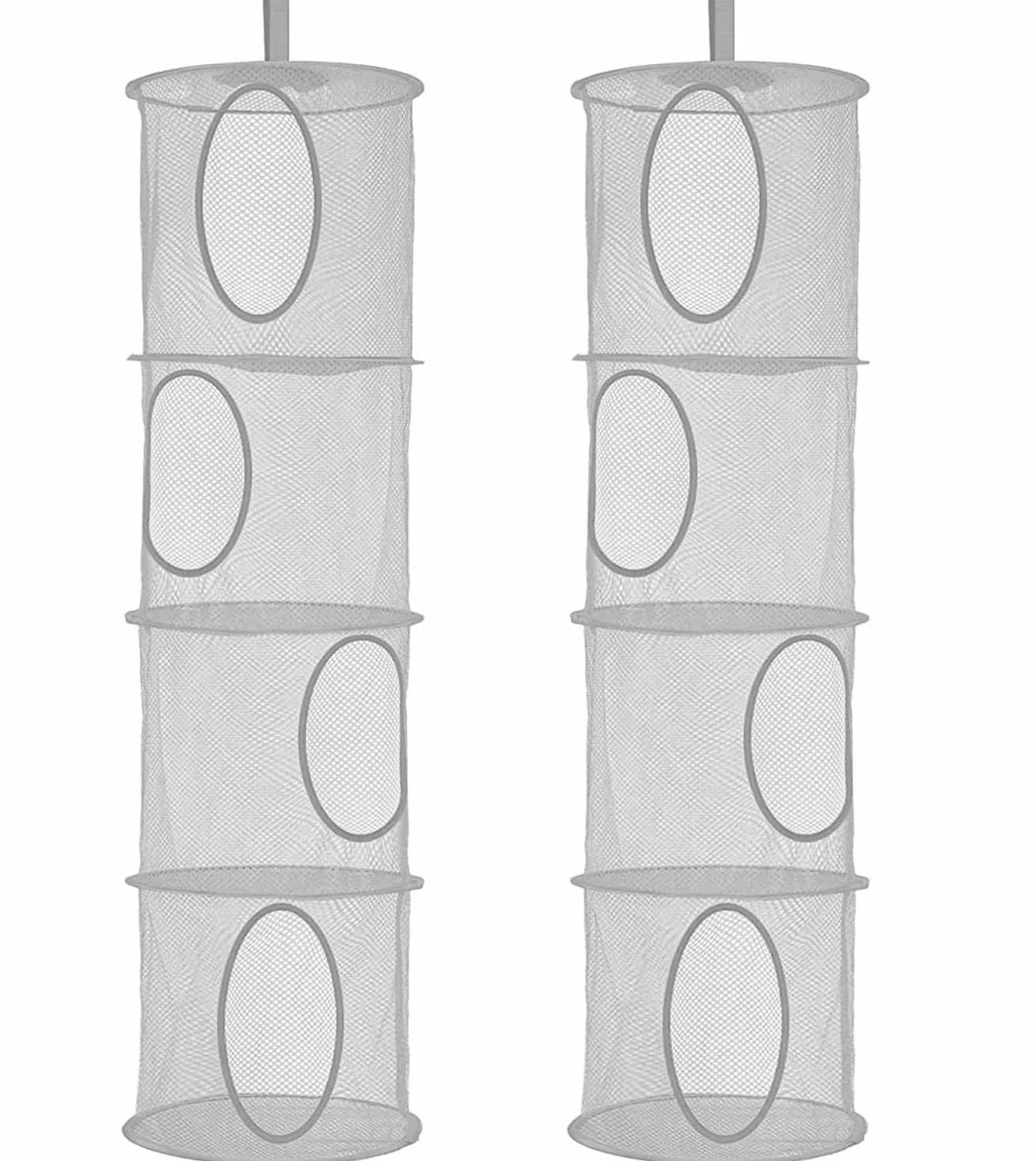 Rangement Peluche, Lot de 2 Paniers Rangement Suspendu Filet Peluche Range Doudou Suspendus Pour Chambre D'enfant, Jouets, Petits Vêtements (Gris)