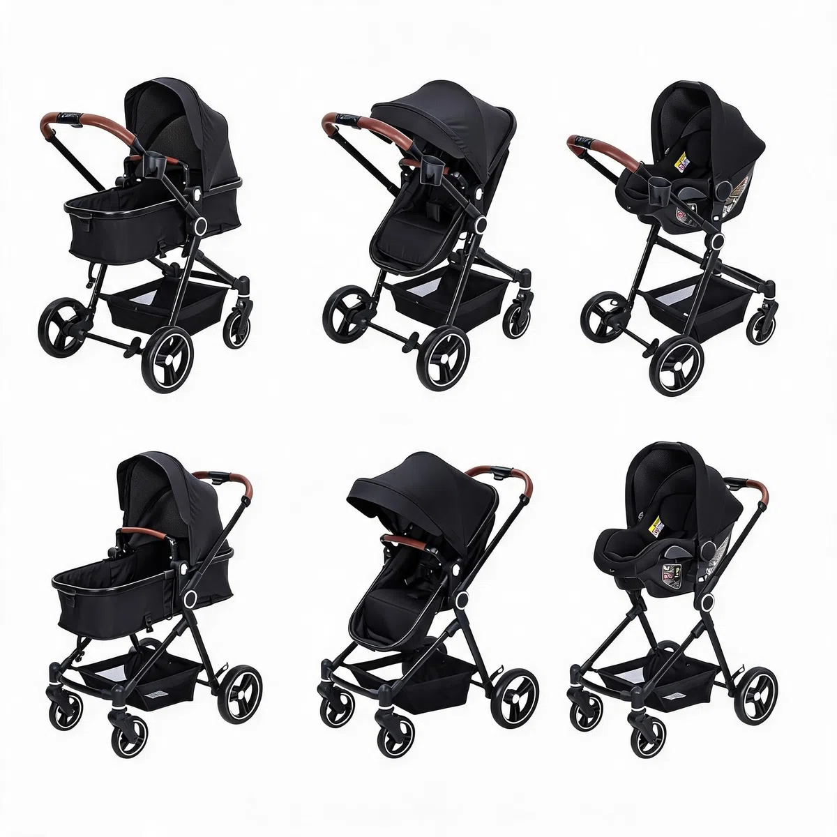 Poussette 3 En 1 Bébé Landau Combi R129 Pliable Compacte Pour Voiture