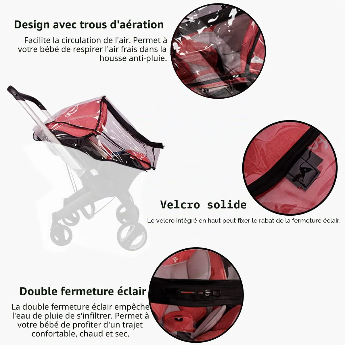 Housse de pluie pour siège auto compatible avec Doona, Poussette Protection contre la pluie fit Doona, EVA Bébé protection contre les intempéries fit Doona, Accessoire de siège de voiture ventilé