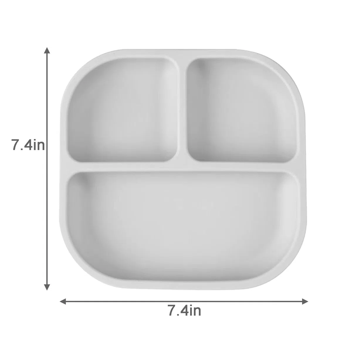 PandaEar Assiettes à Suction pour Bébé, Ensemble de 3 Assiettes en Silicone & Cuillères pour Bébés Tout-Petits Nourrissons Enfants, Assiette Divisée à Suction pour Tout-Petit (Gris/Brun/Crémeux)