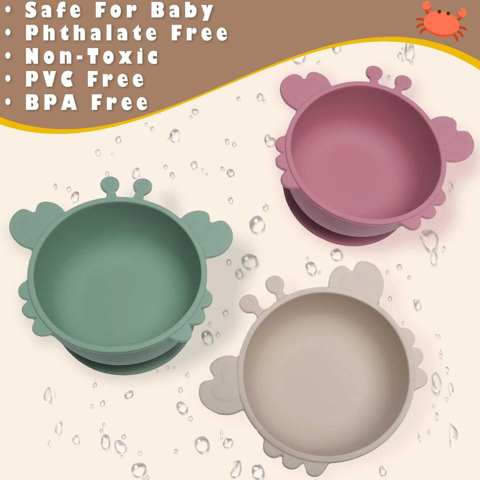 Lot de 3 Bols pour Bébés avec Ventouse, bols en silicone pour bébé, Assiette Ventouse pour Bébé, Sans BPA, Anti-Dérapant Bol en silicone bébé Pour enfants et tout-petits