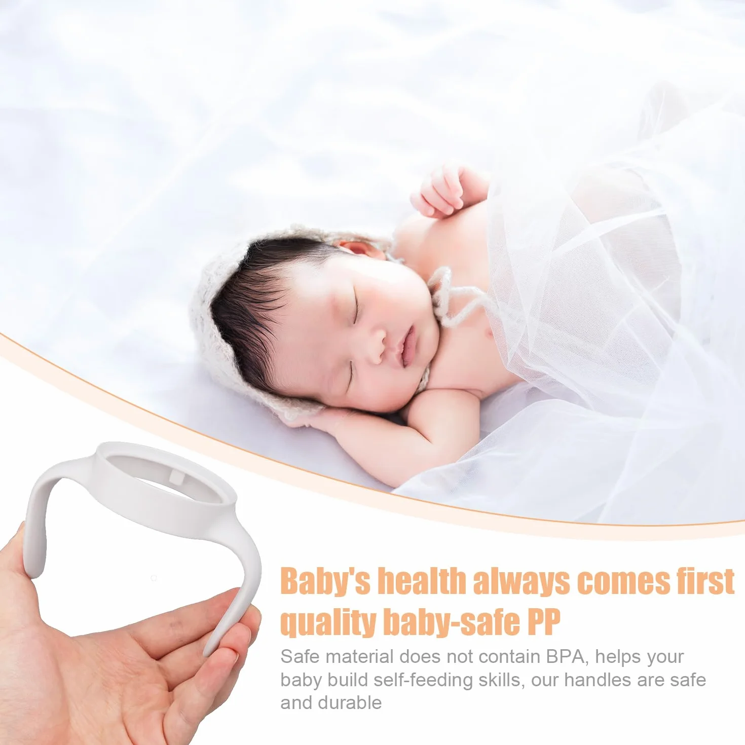 BOXOB 4pcs Poignées de Biberon pour Mam, Support de Biberon Ergonomique Prise Facile Antidérapante Idéal pour Soutenir Les Bébés dans leur Transition vers l'Indépendance Boire (Blanc)