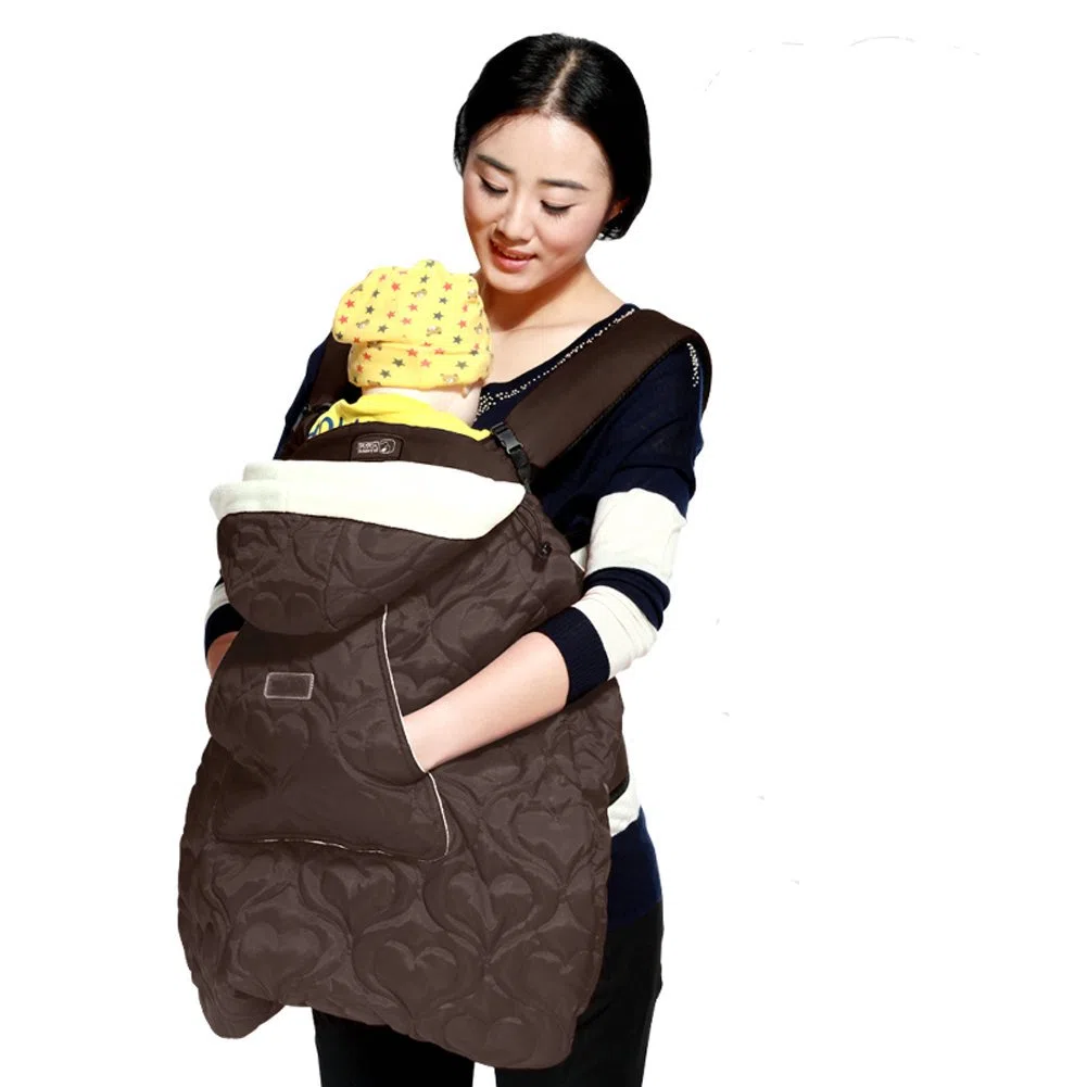 Couverture manteau cape de protection Porte-Bébé echarpe Douillet Chaude pour Maman Bébé contre le Vent et le Froid en Hiver (Café)