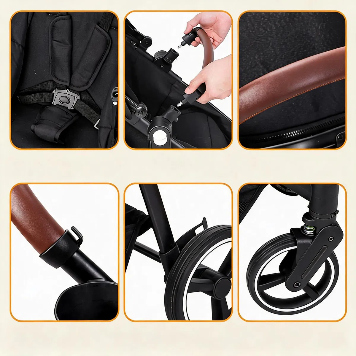 Poussette 3 En 1 Bébé Landau Combi R129 Pliable Compacte Pour Voiture