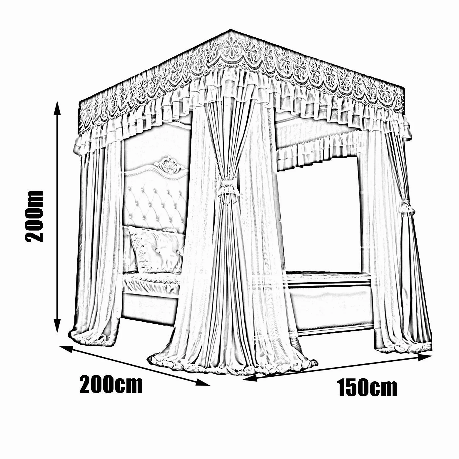 Moustiquaire à baldaquin pour lit Double, Anti-poussière et ombrage - Rideau de lit de Chambre à Coucher, baldaquin de lit décoré Romantique pour Chambre (Couleur : Style 5, Taille : 150 x 2