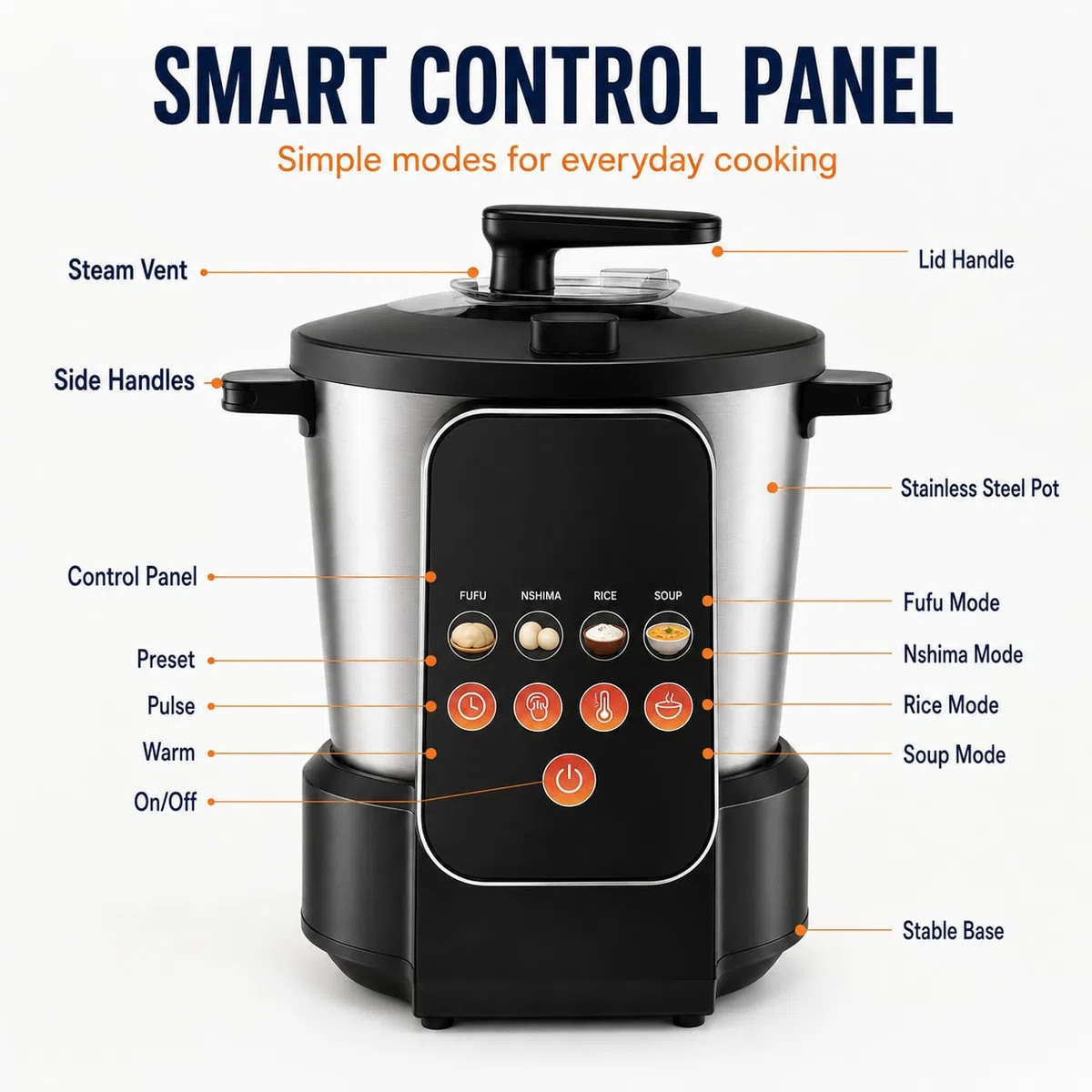 Robot Culinaire 6 L Plats Africains,Machine Acier Inoxydable Igname Pilée