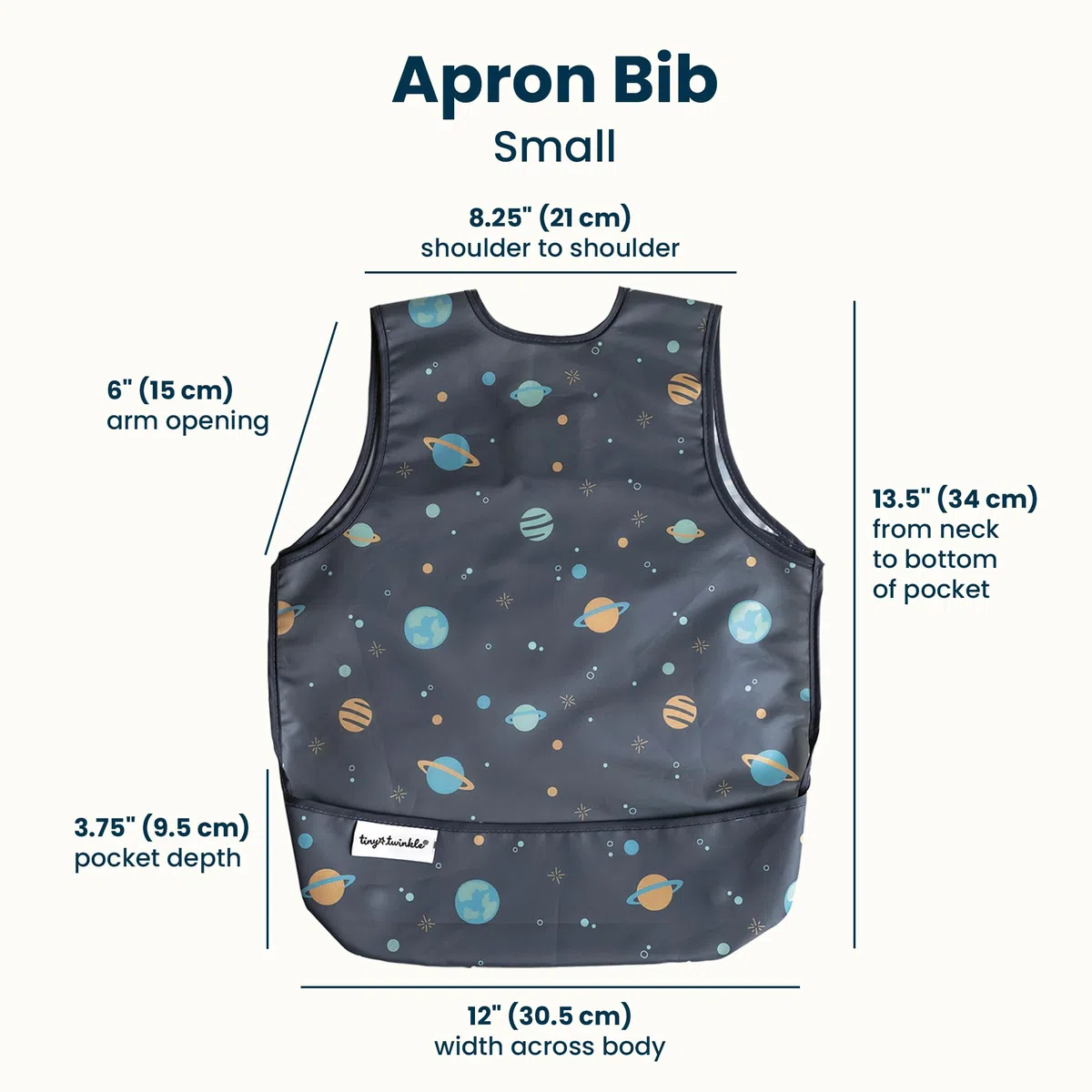 Tiny Twinkle Bavoirs Bébé Anti-Salissures – Tablier Étanche pour Diversification Menée par Bébé – 100% Polyester Recyclé, Bavoirs Tout-Petit Lavables en Machine (Espace, Petit 6–24 mois)