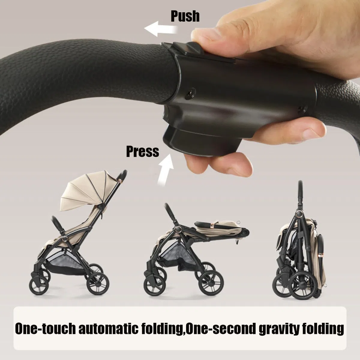 Poussette pour Bébé, Poussette Pliable pour Bébé, Poussette De Voyage Compacte pour Bébé, Poussette Légère pour Bébé, Pliage À Un Bouton, Dossier Réglable (Peut Être Assis Ou Allongé) Black