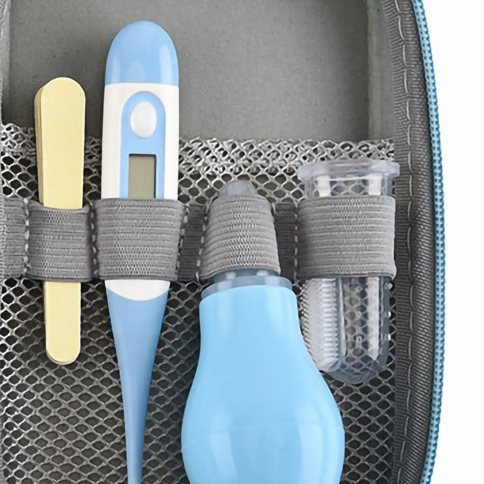 Kit de Toilettage pour Bébé, Ensemble de Soins Portable et Sûr pour Nouveau-né, Garçons et Filles, Plastique et Métal (BLEU)