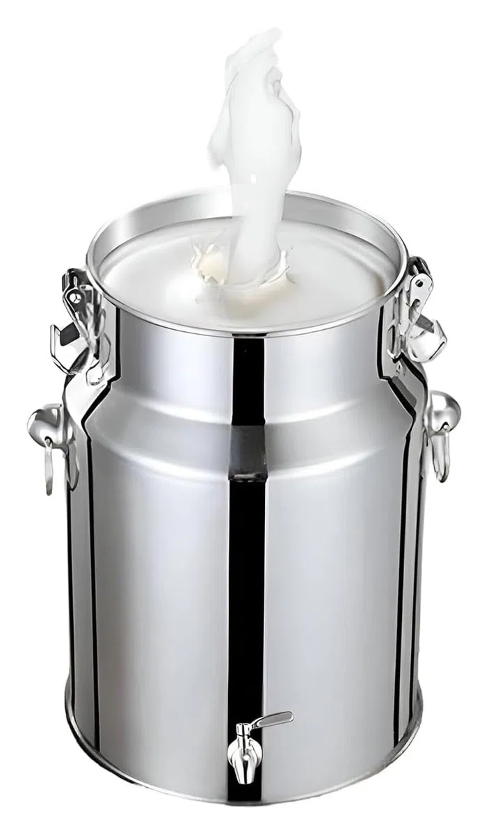 Inless Boîte à lait en acier 18 l avec robinet scellé Seau de transport pour lait et beves Idéal pour l'extérieur et la maison