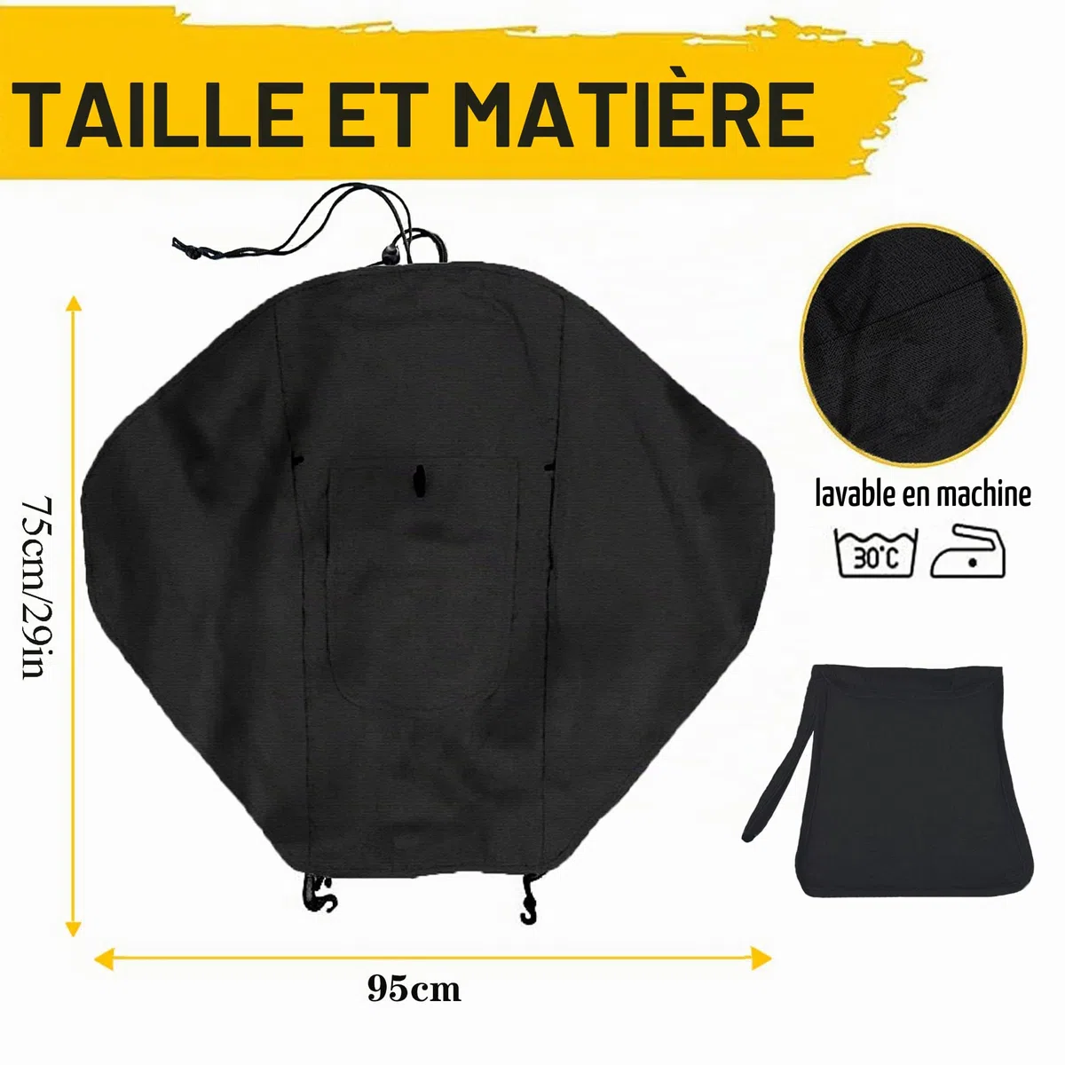 Pare soleil poussette,Poussette protection soleil,Anti uv poussette,Clip Poussette Universel,Crochets Rotatifs pour Poussette,Anti UV UPF50,étanche,pour Nacelle,Landau,（Noir + 2 crochets）