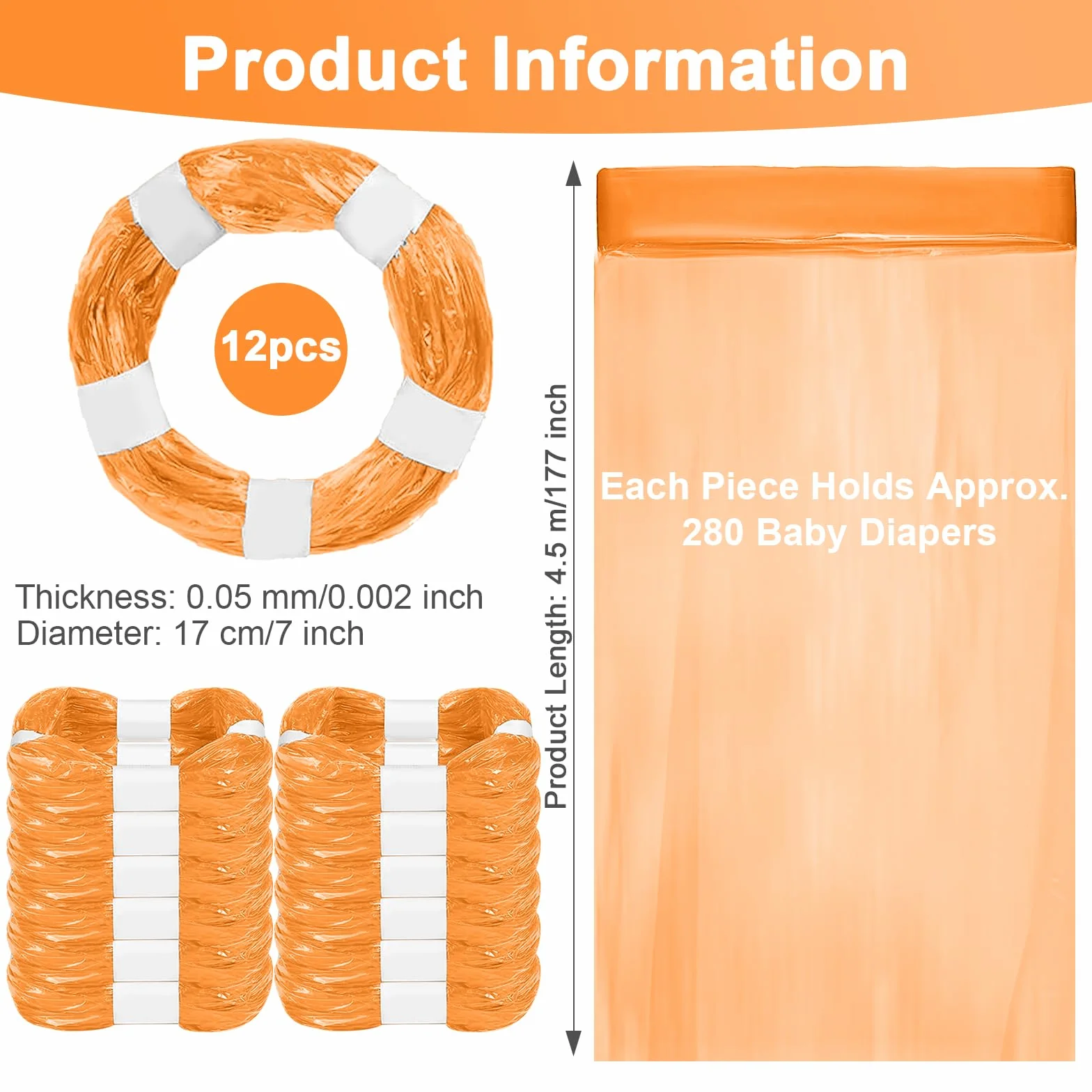 12 Recharge poubelle Sac Grande Capacité Compatible Tommee Tippee, Angelcare