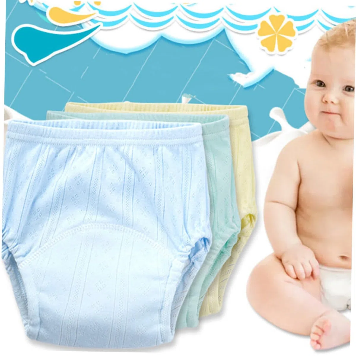Culottes D'apprentissage Propreté en Coton Lot de 3 Taille Élastique et Protection Anti-fuite Couleur Aléatoire